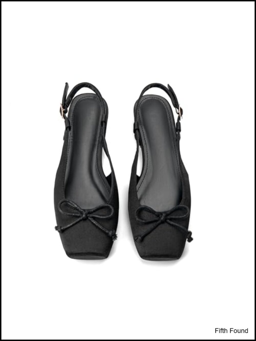 Satin Square Toe Slingback Ballet Flats with Ankle Buckles